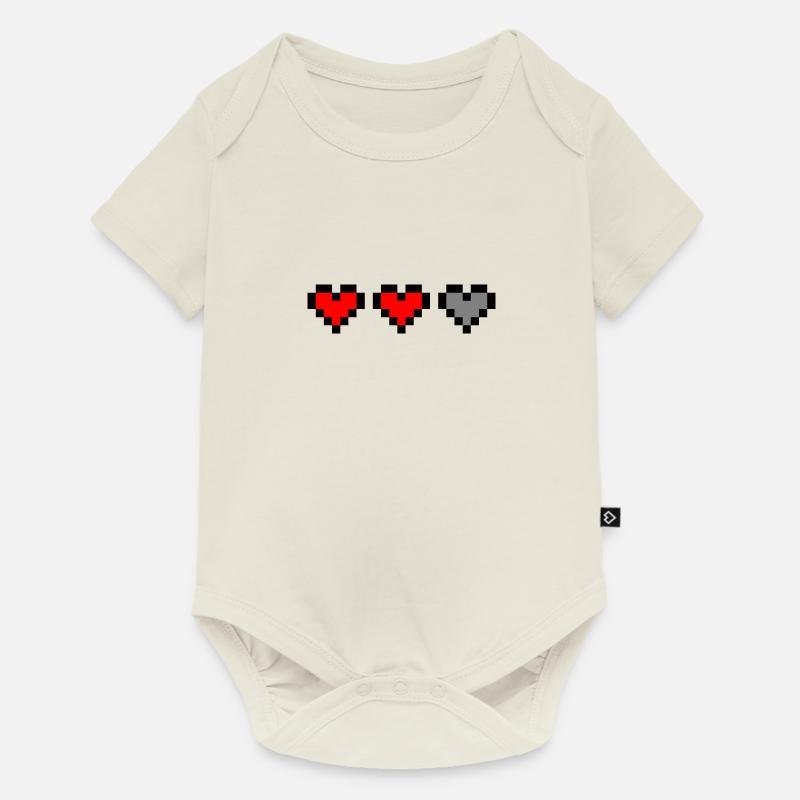 Coeurs de pixels - Body à manches courtes Premium Bébé - blanc cassé