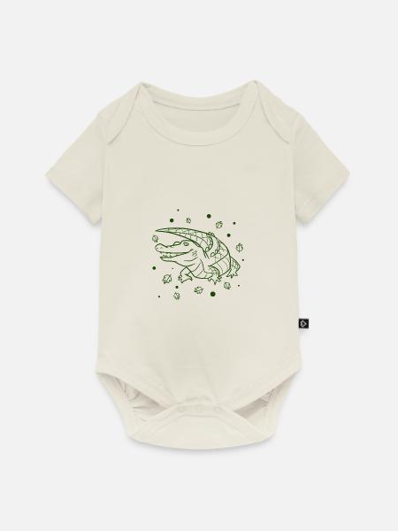 Krokodil - Baby Premium Kurzarmbody - Naturweiß