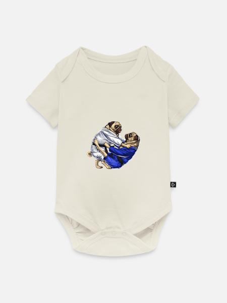 Jiu-Jitsu Möpse - Baby Premium Kurzarmbody - Naturweiß