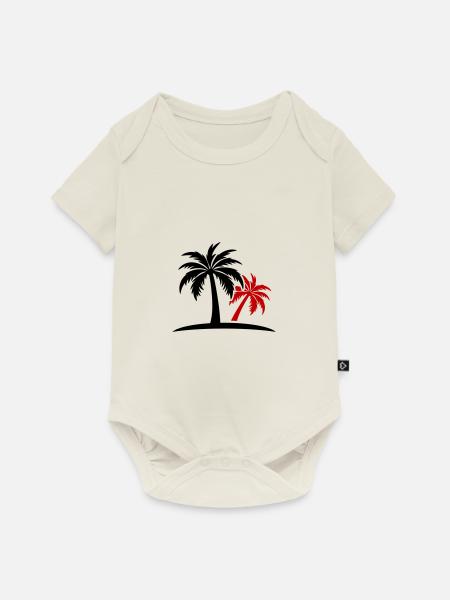 Palmen Insel - Baby Premium Kurzarmbody - Naturweiß