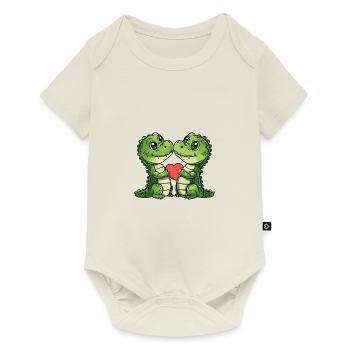 Alligator Paar Liebe - Baby Premium Kurzarmbody - Naturweiß - Vorne