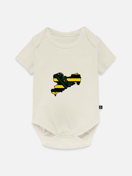 Sachsen Flagge - Baby Premium Kurzarmbody - Naturweiß