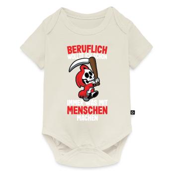 Beruflich wollte ich was mit Menschen Sensenmann - Baby Premium Kurzarmbody - Naturweiß - Vorne