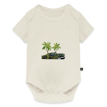 Palm tree vintage car hot rod old american - Baby Premium short-sleeve bodysuit - off white - Front