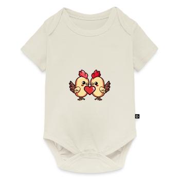 Chickens Couple Heart - Baby Premium short-sleeve bodysuit - off white - Front
