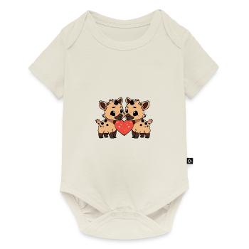 Hyène Couple Saint-Valentin - Body à manches courtes Premium Bébé - blanc cassé - Devant