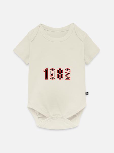 1982 Jahr Zahl - Baby Premium Kurzarmbody - Naturweiß