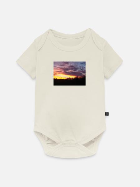 Abendrot im Winter - Baby Premium Kurzarmbody - Naturweiß