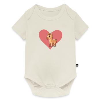 Pferd Ponyhof - Baby Premium Kurzarmbody - Naturweiß - Vorne