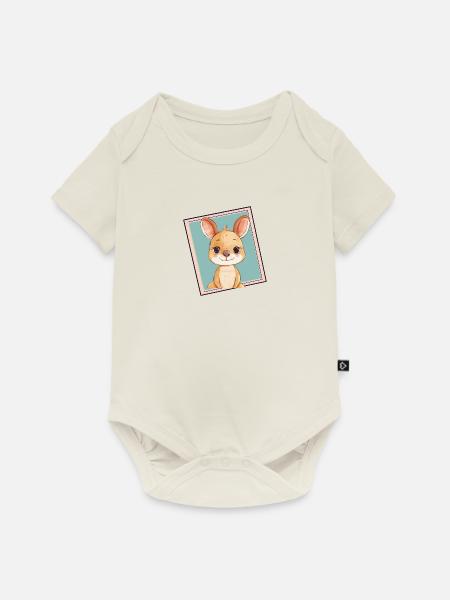 Kangaroo Beuteltier - Baby Premium Kurzarmbody - Naturweiß