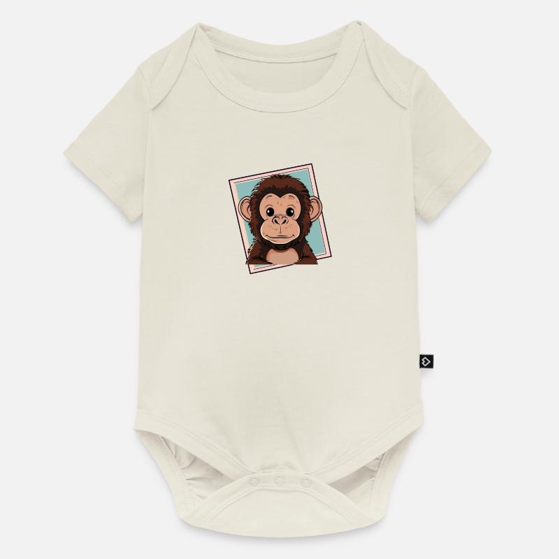 Affe Affen Banane - Baby Premium Kurzarmbody - Naturweiß
