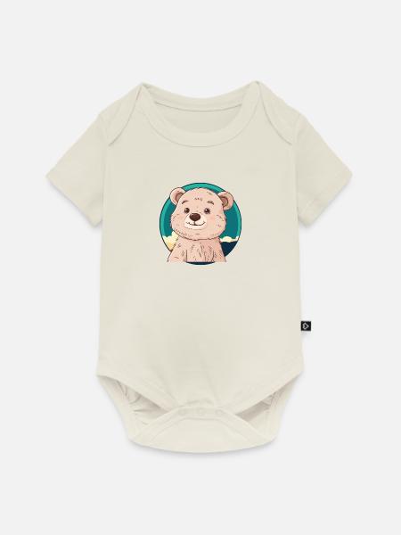 Baer Waldbewohner Teddybär - Baby Premium Kurzarmbody - Naturweiß