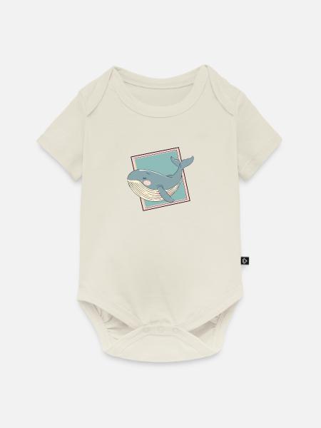Wal Meerestiere Unter Wasser - Baby Premium Kurzarmbody - Naturweiß