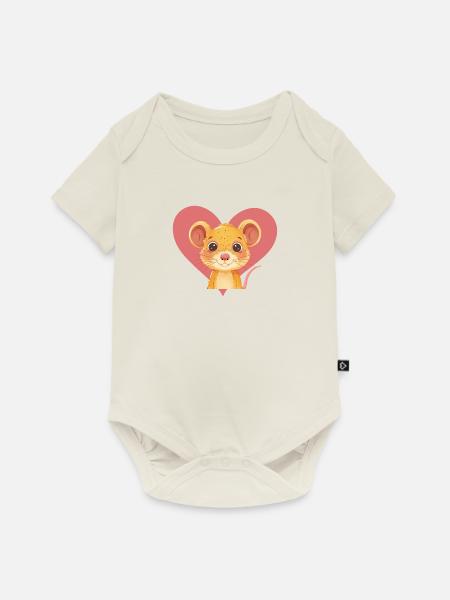 Mäuse Ratte Mäuschen - Baby Premium Kurzarmbody - Naturweiß