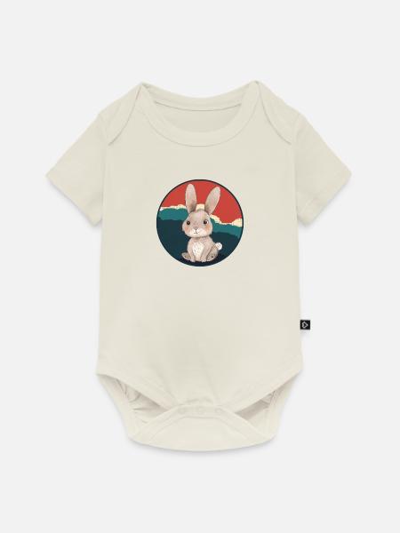 Hasenzahn Hoppelhase Hasen - Baby Premium Kurzarmbody - Naturweiß