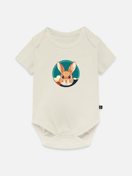 Hasenzahn Hoppelhase Häschen - Baby Premium Kurzarmbody - Naturweiß