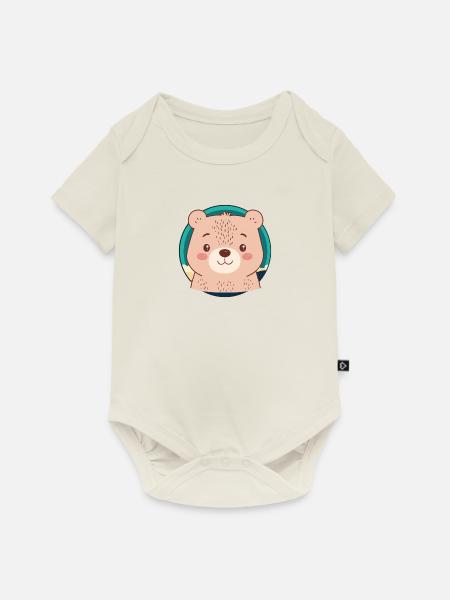 Baer Waldtier Waldbewohner - Baby Premium Kurzarmbody - Naturweiß