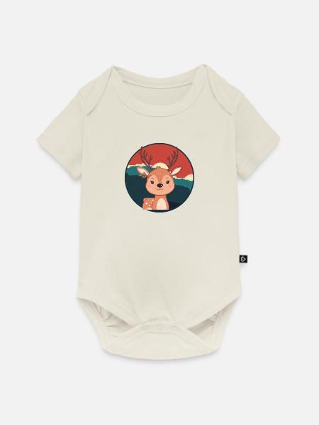 Hirschgeweih Waldbewohner Hirsch - Baby Premium Kurzarmbody - Naturweiß