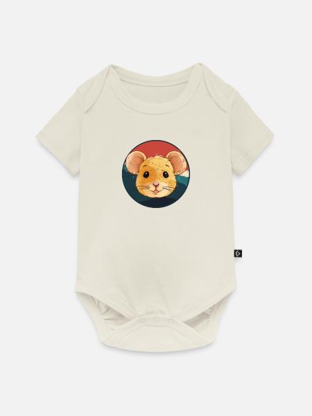 Mäuse Mäusezähnchen Maus - Baby Premium Kurzarmbody - Naturweiß