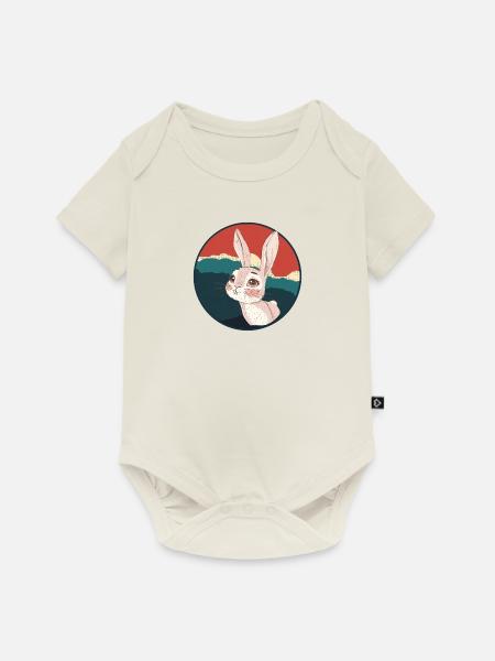 Hasenzahn Hoppelhase - Baby Premium Kurzarmbody - Naturweiß
