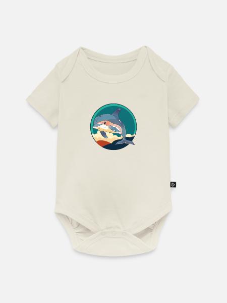 Delfin Meeresbewohner - Baby Premium Kurzarmbody - Naturweiß