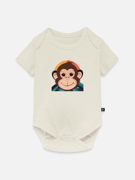Affe Zootier Affengesicht - Baby Premium Kurzarmbody - Naturweiß
