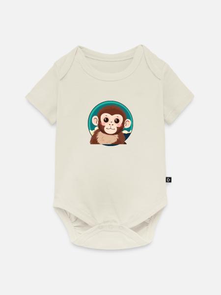 Affe Zootier Affen - Baby Premium Kurzarmbody - Naturweiß