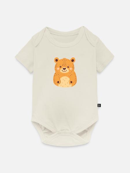 Baer Stofftier - Baby Premium Kurzarmbody - Naturweiß