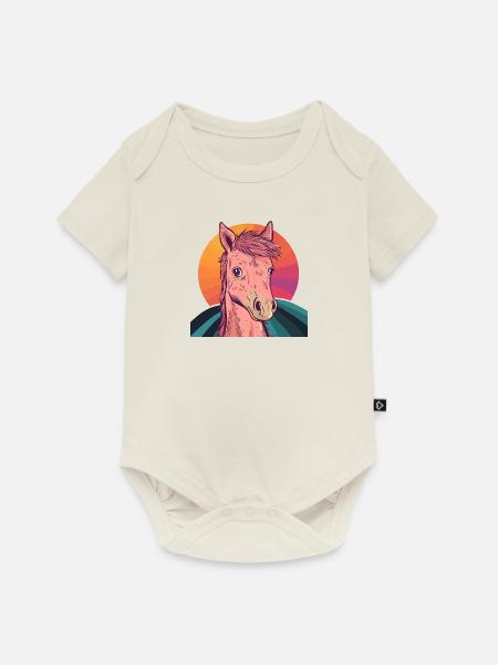 Pferde Ponyhof Reiter - Baby Premium Kurzarmbody - Naturweiß