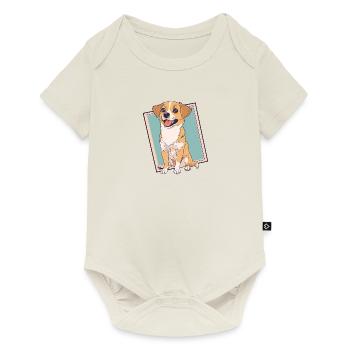 Chien teckel amoureux des chiens - Body à manches courtes Premium Bébé - blanc cassé - Devant