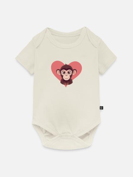 Affe Zootier - Baby Premium Kurzarmbody - Naturweiß