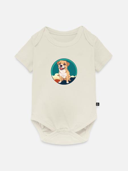 Hund Border Collie - Baby Premium Kurzarmbody - Naturweiß