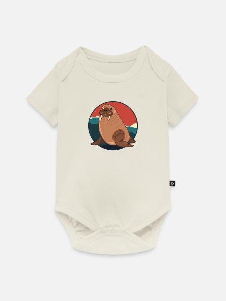 Walross Arktis - Baby Premium Kurzarmbody - Naturweiß