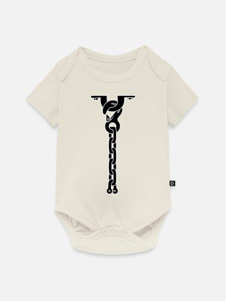 Krawattenkette SCHWARZ - Baby Premium Kurzarmbody - Naturweiß