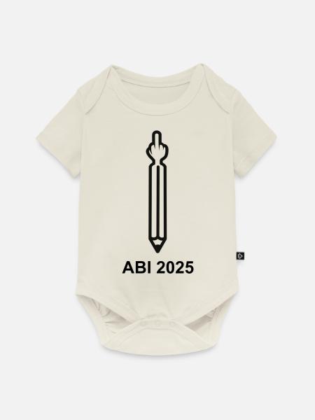 ABI 2025 - Stift mit Mittelfinger - Baby Premium Kurzarmbody - Naturweiß