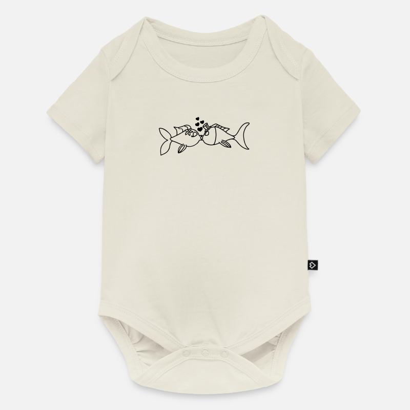Amoureux du poisson - Body à manches courtes Premium Bébé - blanc cassé