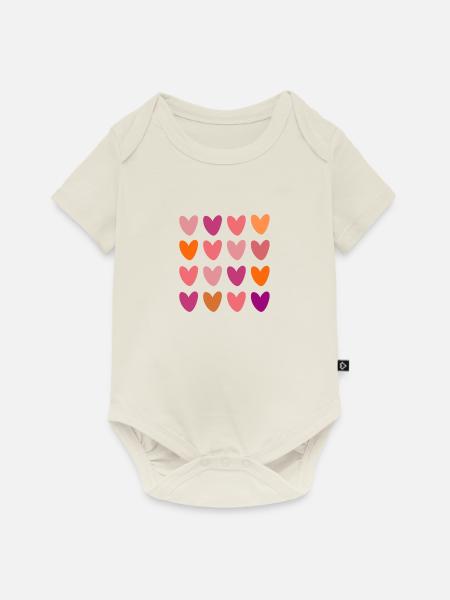 Herzchen - Baby Premium Kurzarmbody - Naturweiß