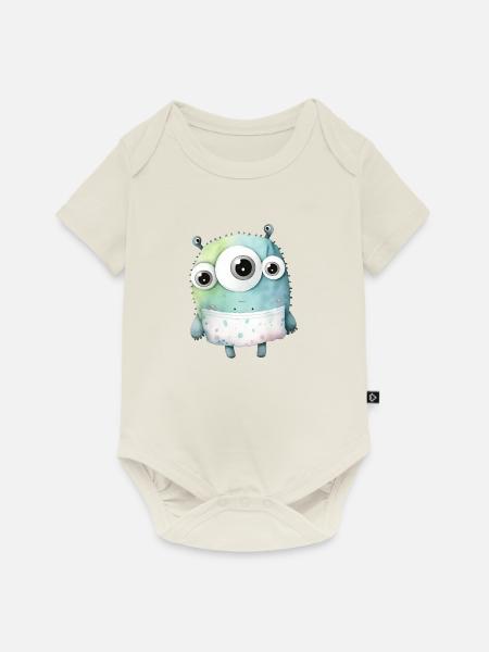 Süßes Aquarell Monster - Baby Premium Kurzarmbody - Naturweiß