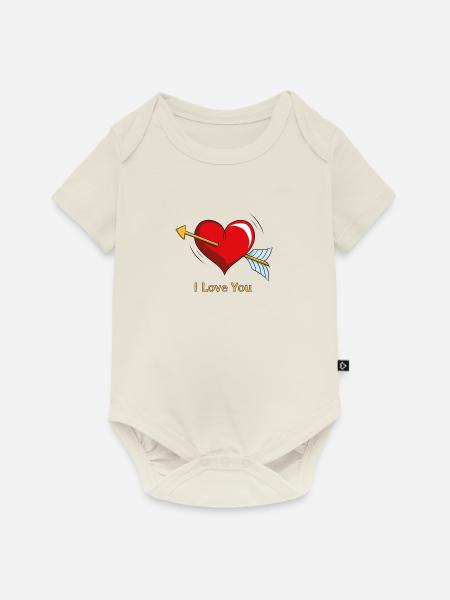 Amors Herz - Baby Premium Kurzarmbody - Naturweiß