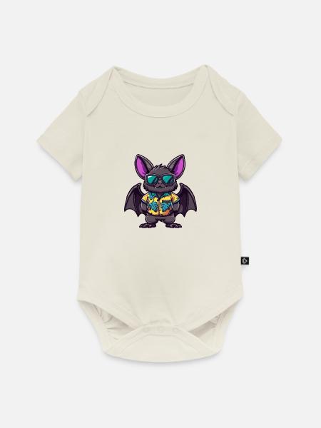 Fledermaus Comic Urlaub - Baby Premium Kurzarmbody - Naturweiß