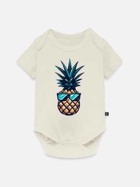 Coole Ananas mit Sonnenbrille - Baby Premium Kurzarmbody - Naturweiß