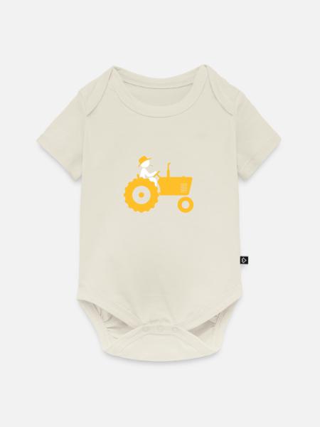 Landwirt auf Traktor - Baby Premium Kurzarmbody - Naturweiß