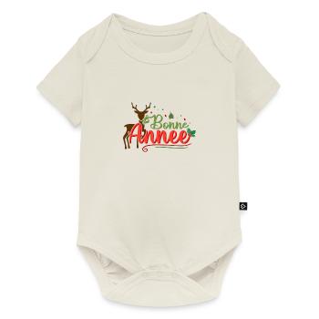 bonne année avec le renne du père noël - Body à manches courtes Premium Bébé - blanc cassé - Devant