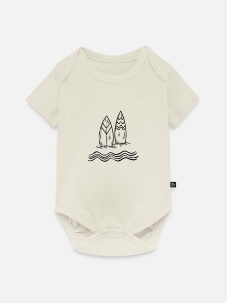 Surfboard & Waves - Baby Premium Kurzarmbody - Naturweiß