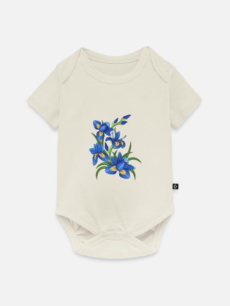 Blaue Lilien - Baby Premium Kurzarmbody - Naturweiß