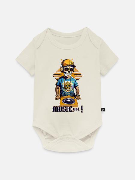 Skull DJ - Baby Premium Kurzarmbody - Naturweiß