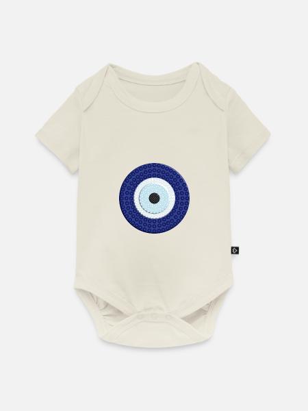 NAZAR BONCUK - BLAUES AUGE SCHUTZ - Baby Premium Kurzarmbody - Naturweiß