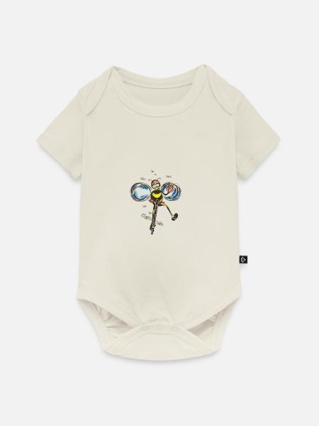Biene fährt Elektroroller - Baby Premium Kurzarmbody - Naturweiß