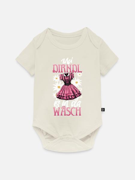 Mei Dirndl is in da Wäsch Trachtenshirt Damen - Baby Premium Kurzarmbody - Naturweiß