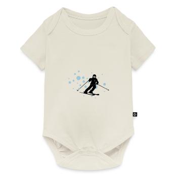 Sports d'hiver - skieur neige - Body à manches courtes Premium Bébé - blanc cassé - Devant